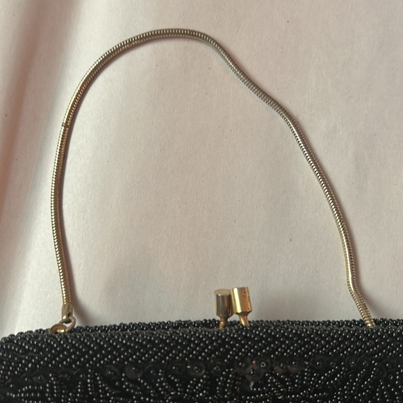Hand beaded black evening purse from British Hong Kong. - Picture 3 of 6